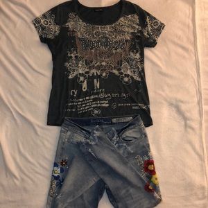 Rocks & Indigo Embroidered Jeans Vanilla Sugar Top